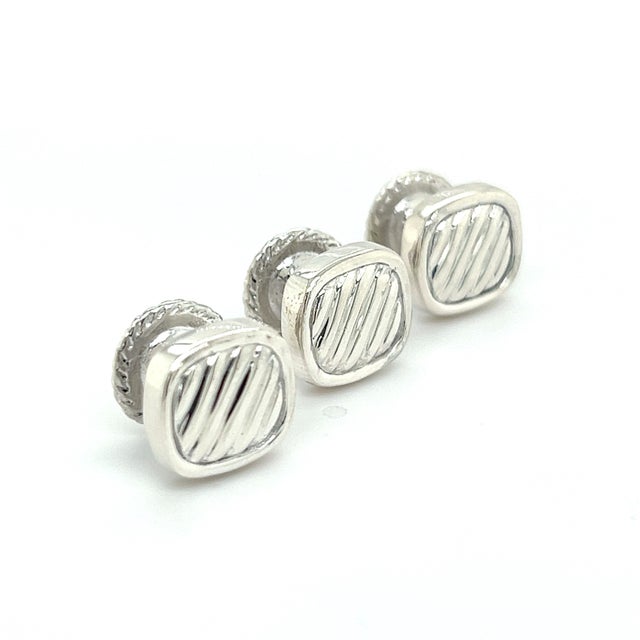 1990s David Yurman Estate Pc Tuxedo Button Set Sterling Silver, 3 Pieces For Sale - Image 9 of 11