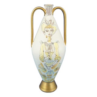 Vintage Ceramic Vase by Domenico Rambelli for Miramare, Italy, 1950s For Sale