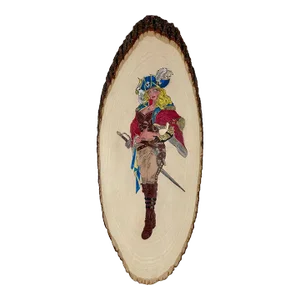 Vintage Traditional Hand Painted Live Edge Slab Women Pirate Wench Wall Plaque