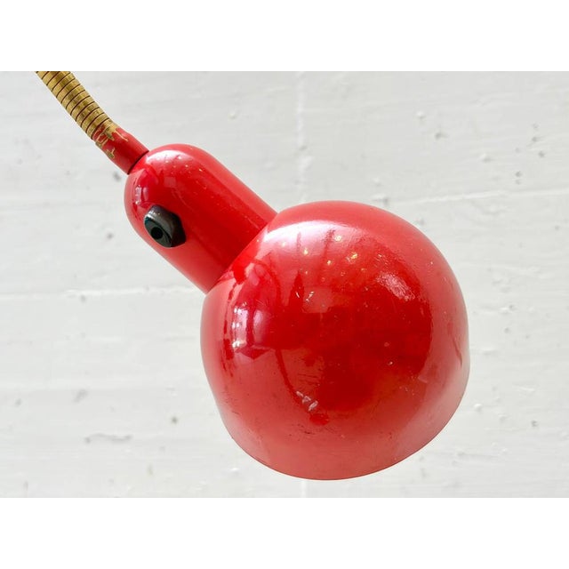 Red Metal Gooseneck Floor Lamp, 1970s For Sale - Image 12 of 14