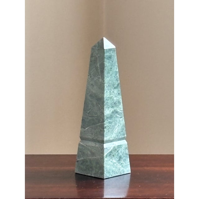 Mid 20th Century 10" Neoclassical Style Green Marble Obelisk For Sale - Image 5 of 17