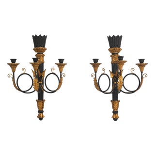 Pair Florentine Italian Neoclassical Candelabras For Sale