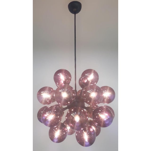 Fabio Ltd 21st Century Ventiquattro Black Powder Coat Amethyst Bubbles Murano Sputnik Chandelier by Fabio LTD For Sale - Image 4 of 6