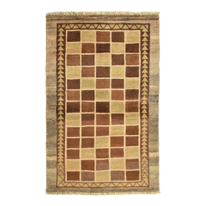 Gabbeh Rug 3’3” X 5’2” Brown Wool Vintage Tribal Hand-Knotted Carpet