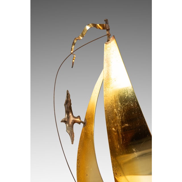 Mid-Century Modern Brass & Quartz Sailboat Sculpture by Jere DeMott, Usa, C. 1960's For Sale - Image 10 of 16