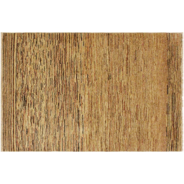 Shabby Chic Gabbeh Beige/Rust Wool Rug - 3'10'' X 5'9'' For Sale - Image 9 of 10