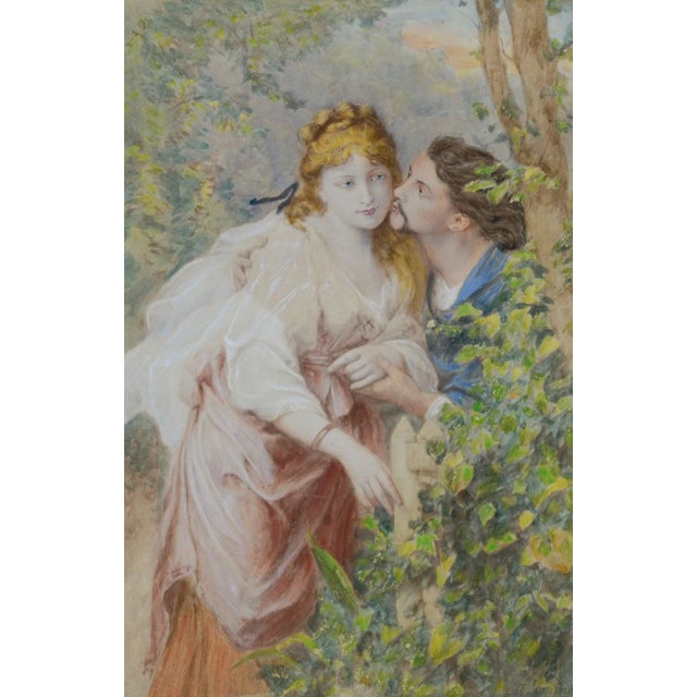 Victorian Artist, Romantic Scene, Watercolour, 1800s For Sale - Image 6 of 6