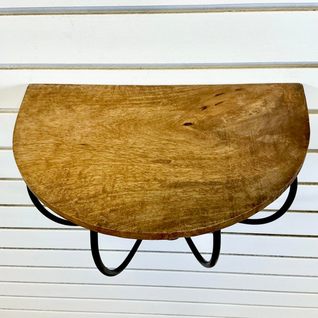 1980s Vintage Brutalist Boho Chic Rustic Iron and Wood Wall-Mounted Shelf. For Sale - Image 13 of 13