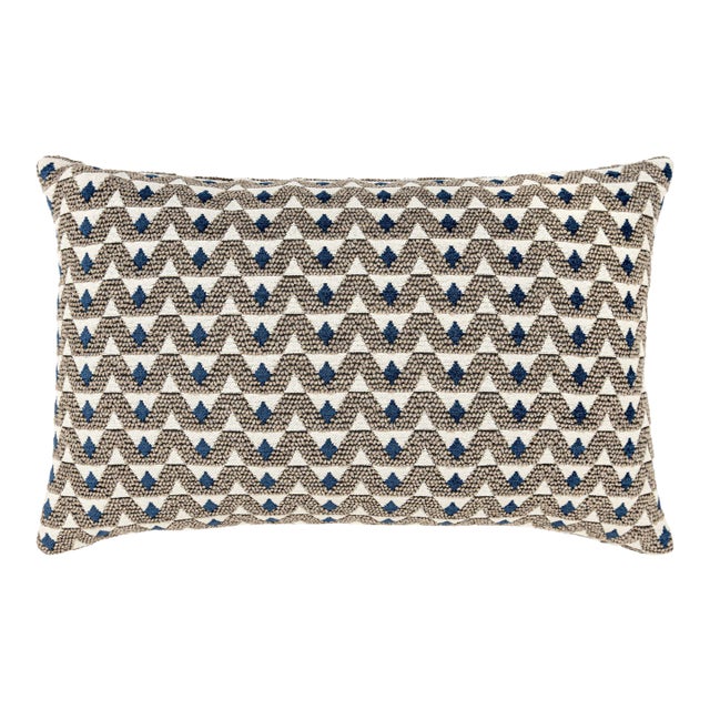 Scalamandre 22" x 14" Crizia Pillow in Stone Denim For Sale