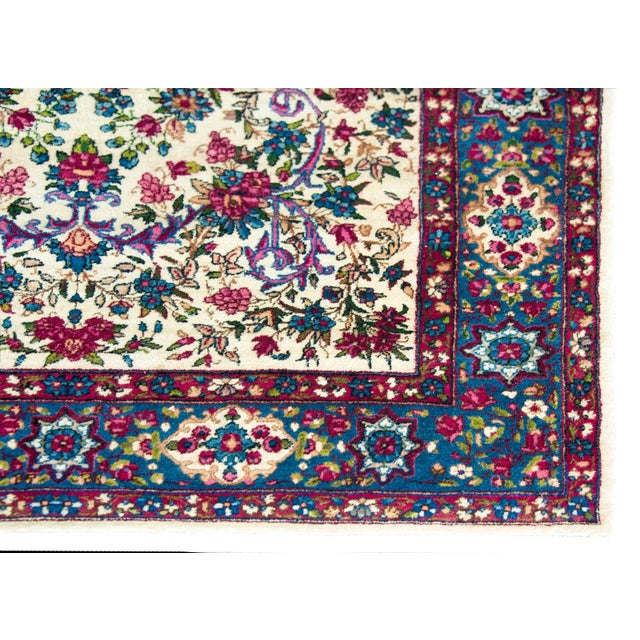 Blue Early 20th Century Persian Kirman Rug For Sale - Image 8 of 11
