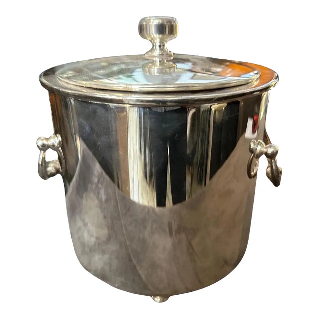 1980s Modernist Silver Plated Ice Bucket by Christofle For Sale