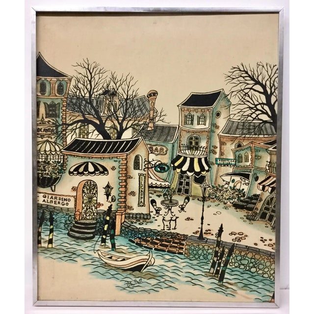 1950s Vintage Italian Seaside Oil Painting For Sale - Image 13 of 13