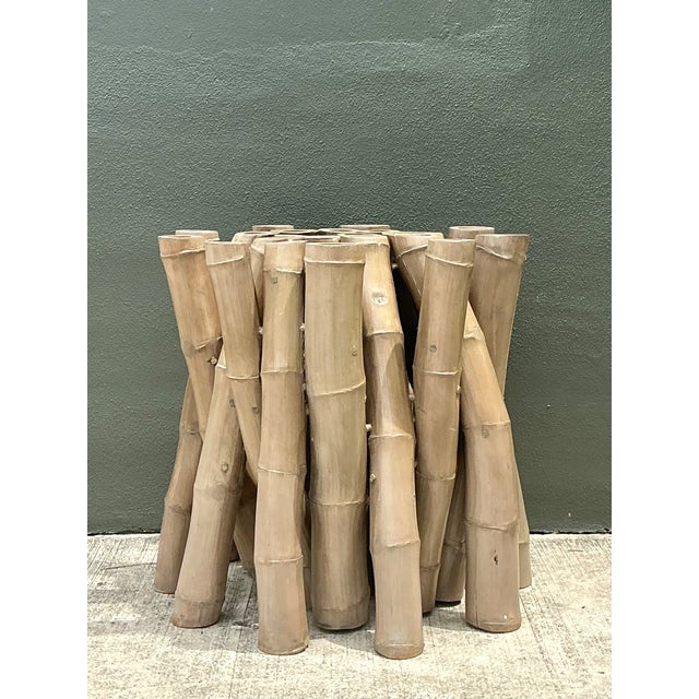 Mid-Century Modern Vintage Budji Twisted Bamboo Dining Table Pedestal For Sale - Image 3 of 12