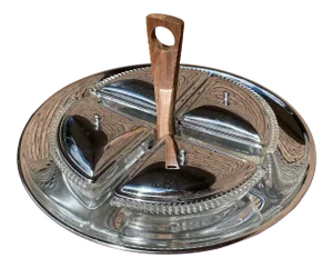 Vintage Mid-Century Danish Modern-Style Hors D’oeuvres Serving Set- 9 Pieces