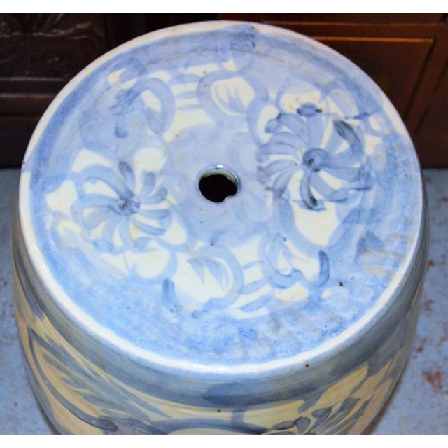 This is a beautiful blue and white large abstract lotus flower porcelain garden stool. This has an amazing design and...