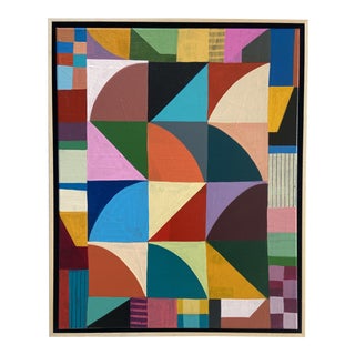 "Pattern Play" Contemporary Abstract Acrylic Painting by Poppy Dodge, Framed For Sale