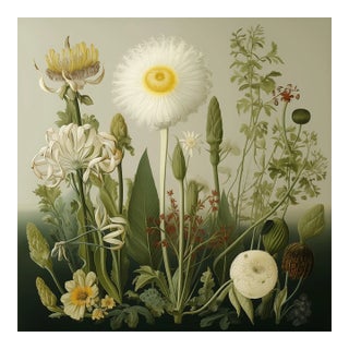 20' X 20' Original Watercolor Botanical Fine Art Print - Dark Green, Unframed For Sale