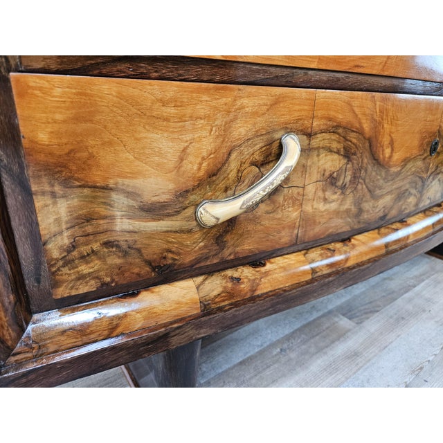 Vintage Art Deco Chest of Drawers in Walnut Burl with Three Drawers, 1940 For Sale - Image 13 of 18