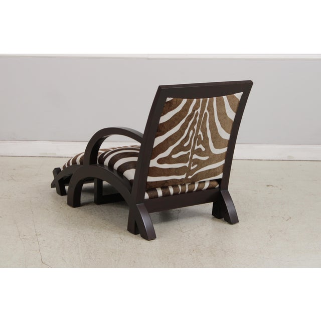 1990s Art Deco Modern Style Zebra Print Chair & Ottoman For Sale - Image 5 of 18
