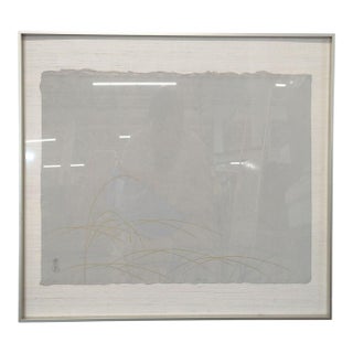 Framed Japanese Grass Print on Handmade Paper For Sale
