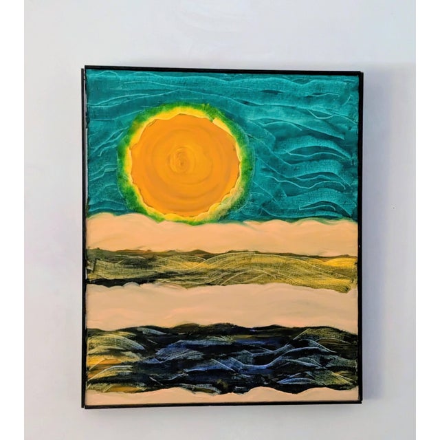 Textile Primitive Futurism "Celestial Sunflowers" Oil Painting by Artist John Carnright For Sale - Image 7 of 11