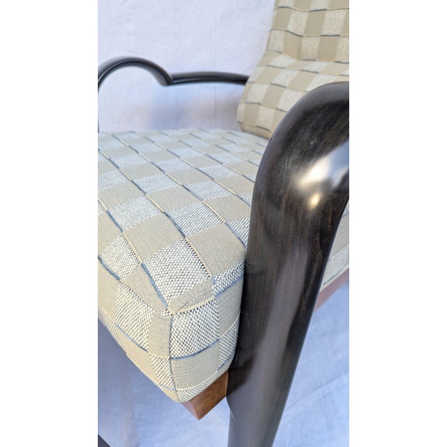 Art Deco Postmodern Burl Wood Lounge Chair and Ottoman Attributed to Adam Tihany for Pace Collection, C. 1990, Italian For Sale - Image 3 of 10