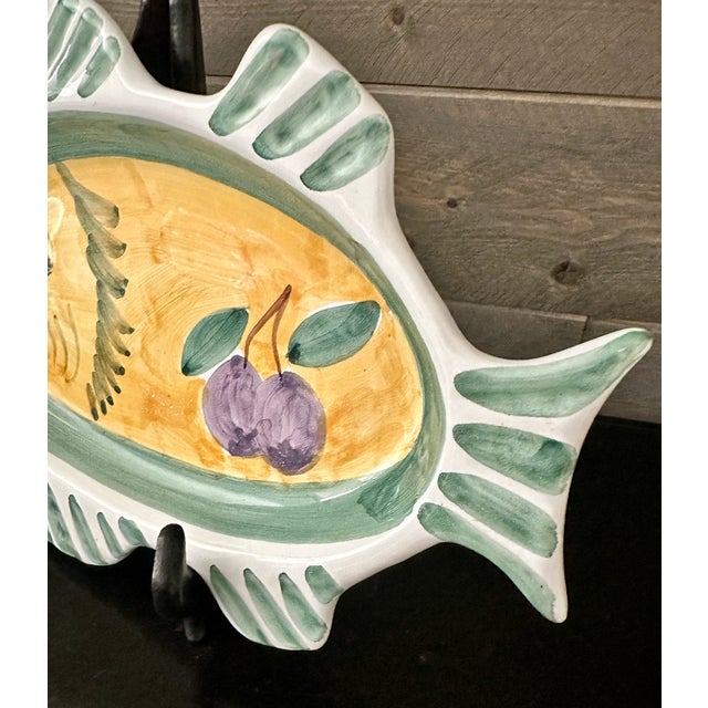 Vintage Frutta by Caleca Hand Painted Fish Plate Dish Signed • Made in Italy For Sale - Image 4 of 6