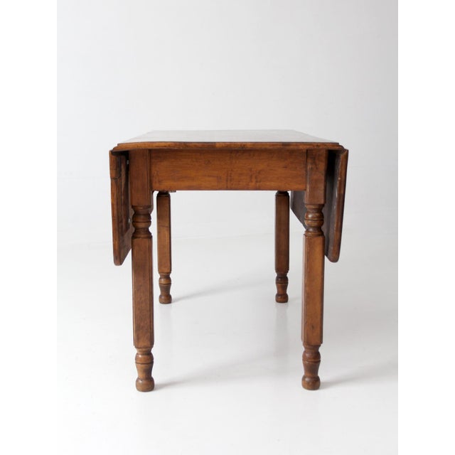 Brown Antique American Country Drop Leaf Table For Sale - Image 8 of 15