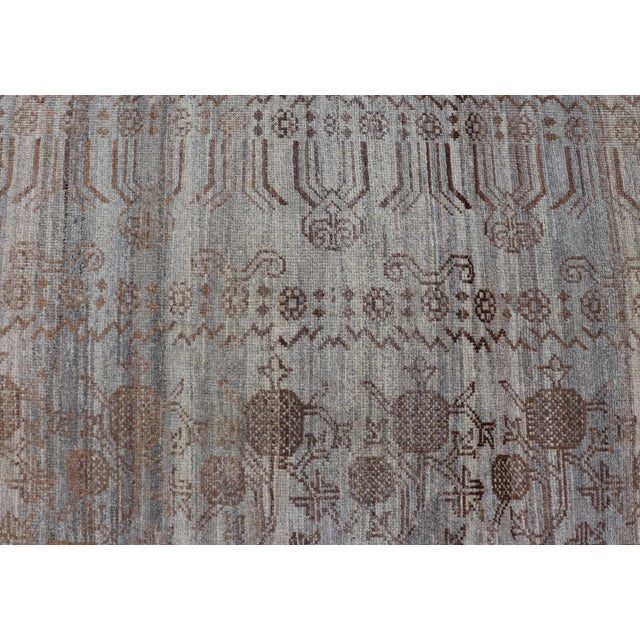 Gray Modern Hand-Knotted Khotan Rug With Sub-Geometric Pomegranate Design 8'1 X 10'6 For Sale - Image 8 of 12