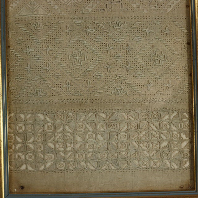 Green Antique Charles II Band Sampler, 1672, by e.y For Sale - Image 8 of 18