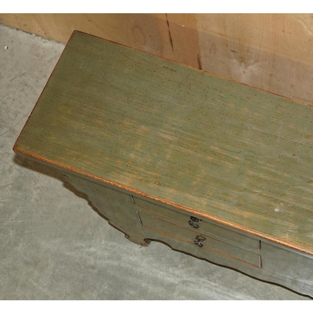 Vintage Green Painted and Lacquered Oriental Low Sideboard For Sale - Image 9 of 18