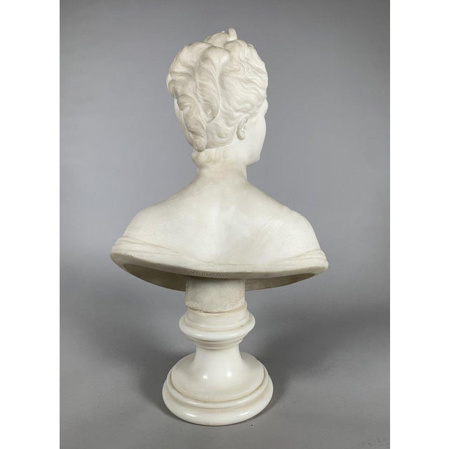 Stone White Marble Sculpture of a Bust of Diana after Houdon (1741-1828), 19th Century For Sale - Image 7 of 8
