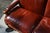 1970s 1970s Fairfield Burnt Red Rust Leather Loveseat / Settee / Sofa With Carved Wood Frame & Nail Head Trim For Sale - Image 5 of 17