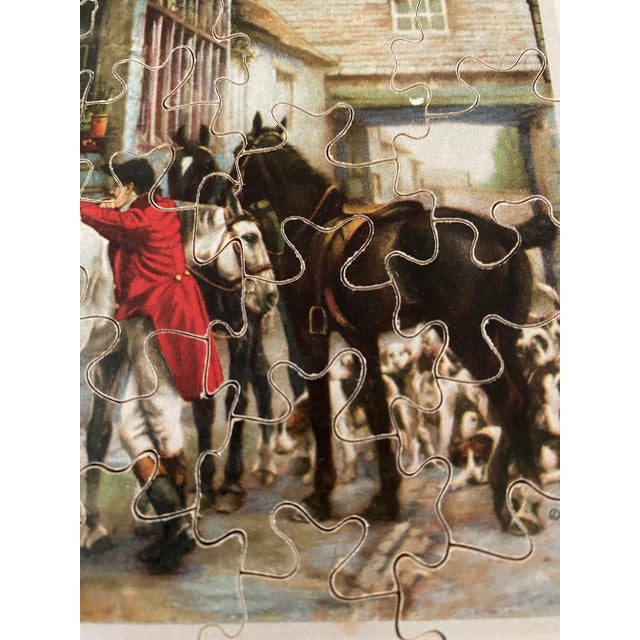 English Vintage 1930s Hand-Cut Wooden Jigsaw Puzzle Tabletop Decor– Fox Hunting Scene Ralph Lauren Aesthetic For Sale - Image 3 of 4