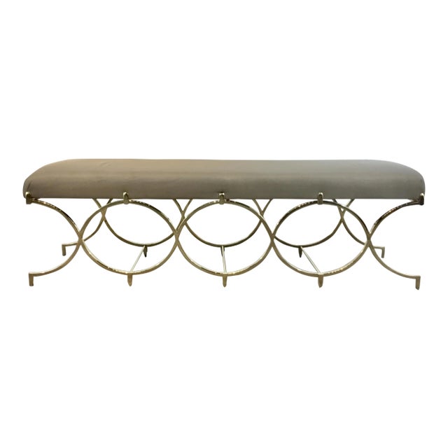 Caracole Modern Taupe and Brass Infinite Possibilities Bench For Sale