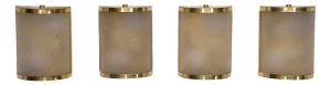 Valentino Brass and Etched Glass Wall Sconces, Italy, 1980s, Set of 4