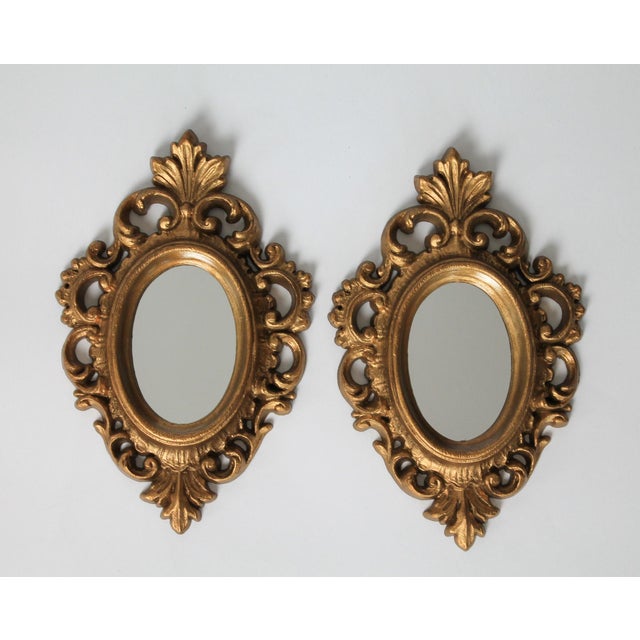 Pair of vintage Hollywood regency accent mirrors by Burwood. Made in the USA. Makers mark on back. Ready to hang. Minor...
