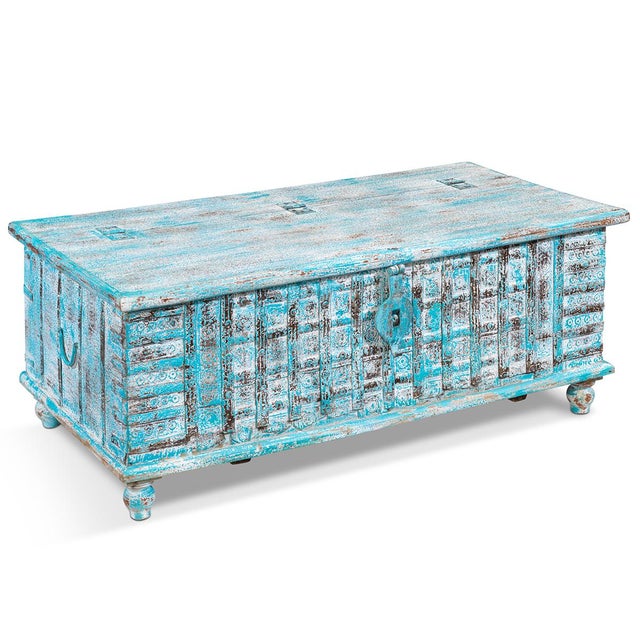 Vintage Blue Blanket Chest, 1940s For Sale - Image 10 of 10