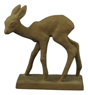 20th Century Art Deco Sculpture of a Fawn in Majolicated Terracotta by Else Bach for Karlsruhe, Germany
