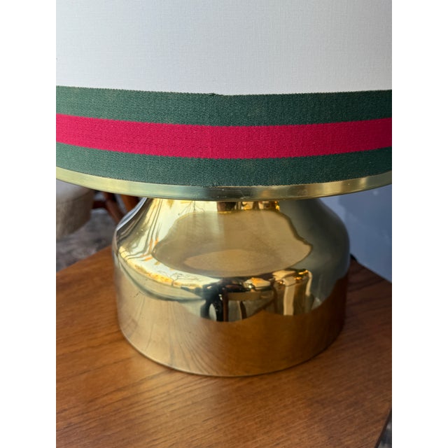 Metal Italian Brass Table Lamp With Canvas Shade. 1970s For Sale - Image 7 of 10