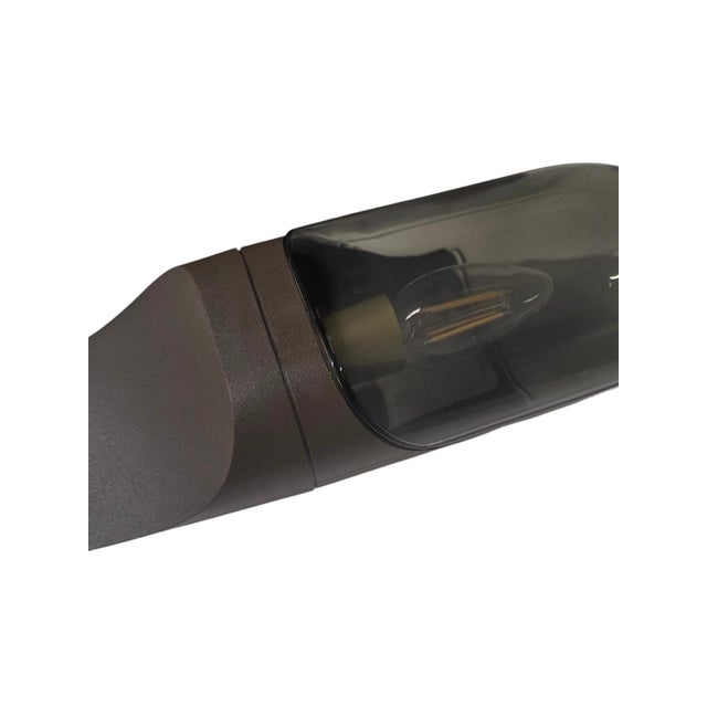 Gray Vintage Space Age Wall Lamps in Smoked Glass, 1970s, Set of 2 For Sale - Image 8 of 15