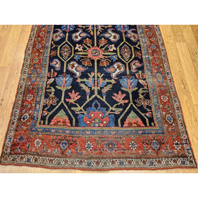 Antique Persian Mahal Sultanabad Rug, Hand-Knotted Wool, Geometric Pattern, 4x7, Navy & Red For Sale - Image 4 of 18