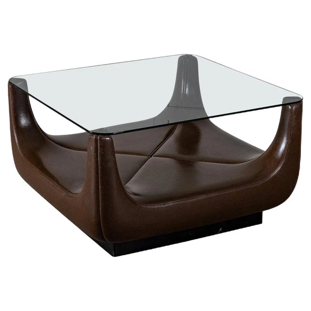Coffee Table with Glass Top, 1970s For Sale