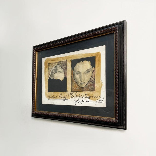 American mid-century modern Mixed media painting by Man Ray, 1940-1970s Painting entitled "Graphic Interpretation No. 1"...