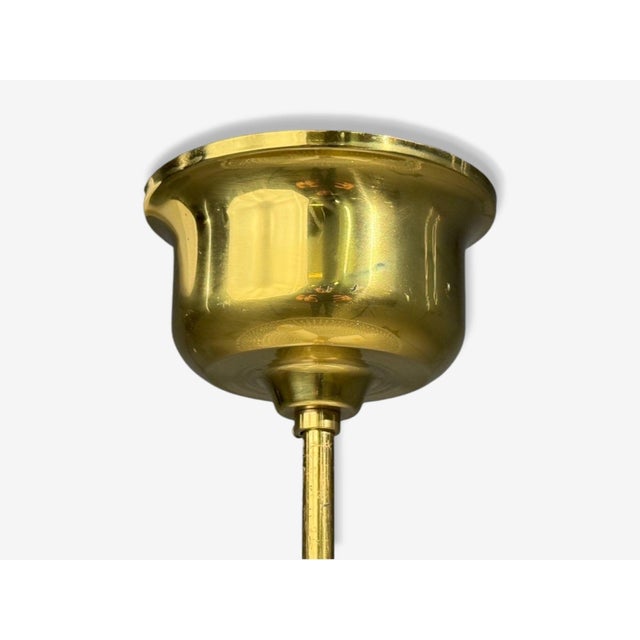 1960s Carl Fagerlund Style, Pendant Light, Brass, Textured Glass, Sweden For Sale In New York - Image 6 of 10