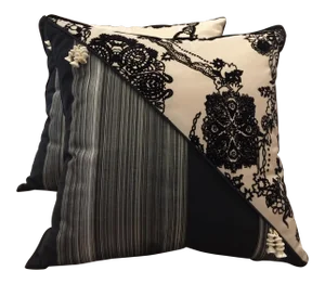 DWM | MALOOS Contemporary Dia Noire Flocked Pillows - a Pair