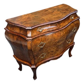 Vintage Italian Olive Wood Bombay Style Chest For Sale