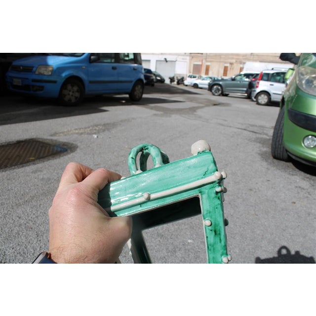 Green Vintage Vietri Ceramic Lantern, 1950 For Sale - Image 8 of 11