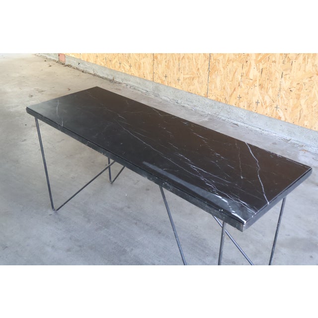 Stone 1950s California Modernist Iron & Marble Console Table For Sale - Image 7 of 15