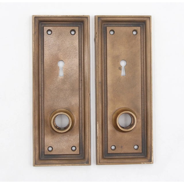 Brass Vintage Corbin Brass Passage Door Knob & Plate Set For Sale - Image 8 of 11